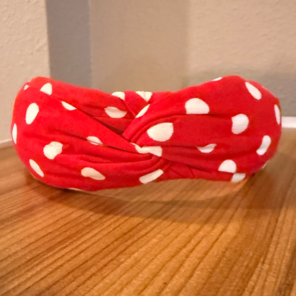 Red Polka Dot Headband - Soft Twisted Design